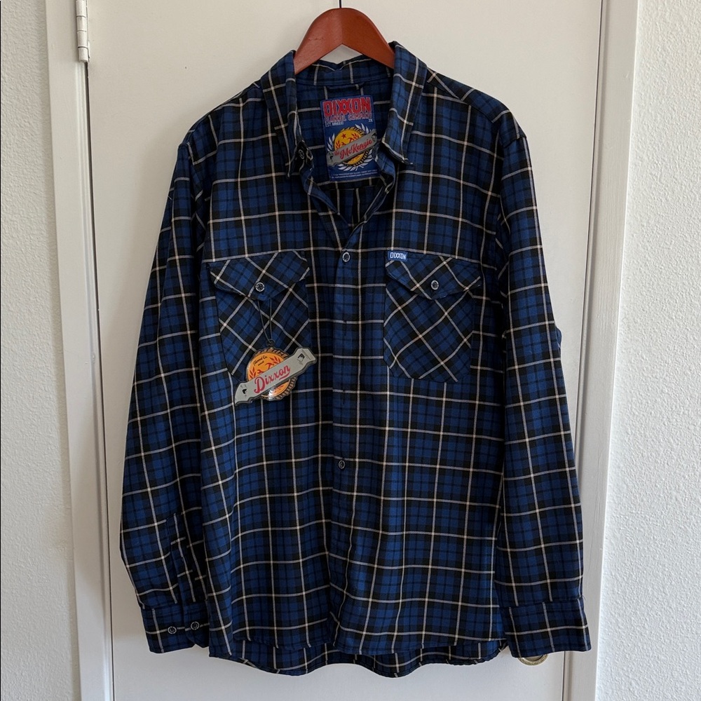 DIXXON Navy and White Plaid Button Down Flannel “The McKenzie” XXL